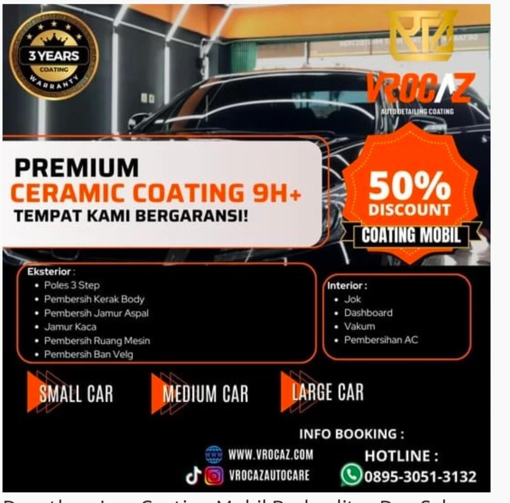 PT. Vrocaz Auto Care bergerak di bidang perawatan mobil dan motor, meliputi layanan : Auto Detailing, Premium Nano Coating, Poles Body, Poles Baret Kaca, Premium Car Wash, Rust Protection. Kami juga memberi kesempatan kepada khalayak umum untuk mempelajari